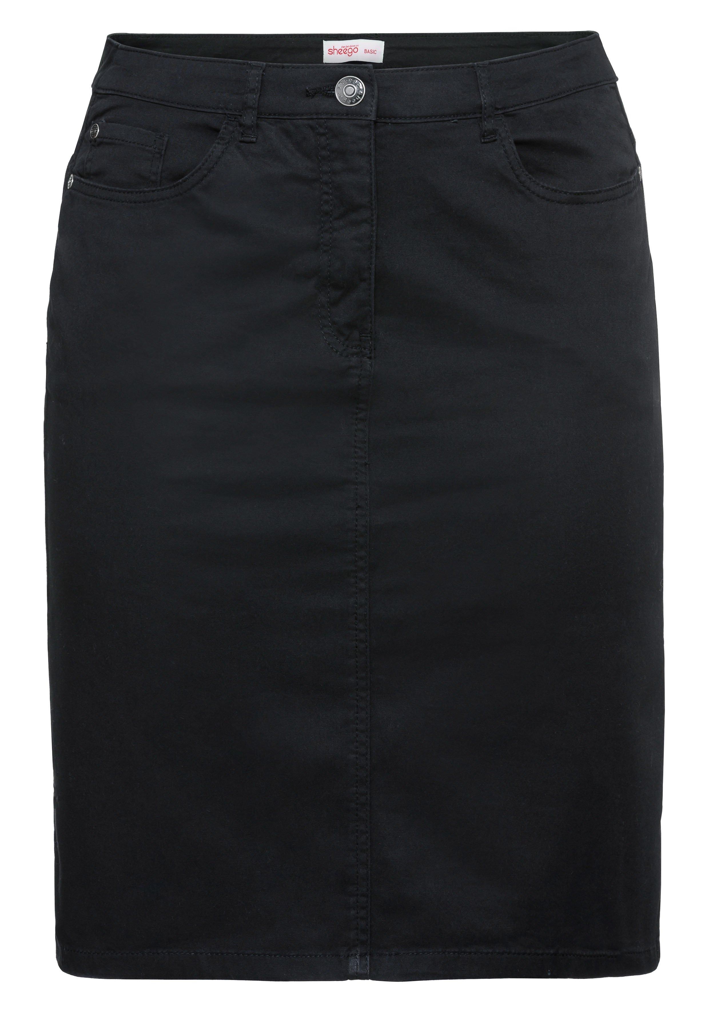 Rock in kniefreier Länge, aus Baumwoll-Twill