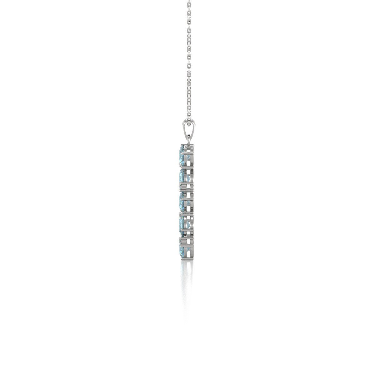 Collier Pendentif Aigue-Marine et Diamant en Argent 925 - Cadeau de Fiançailles Brillant | Aden