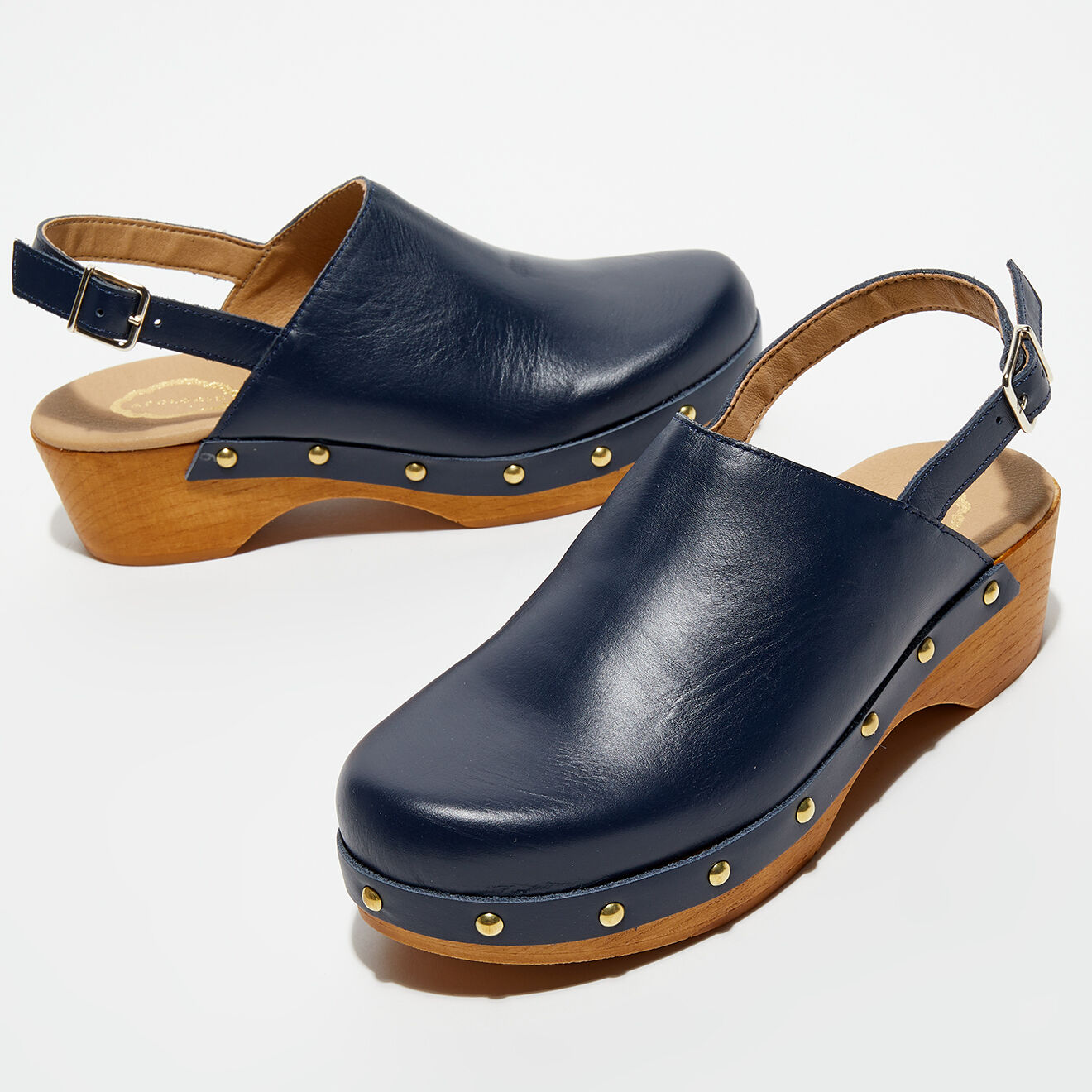 Apologie Studio Sabots en Cuir Nicole marine - Talon 5 cm