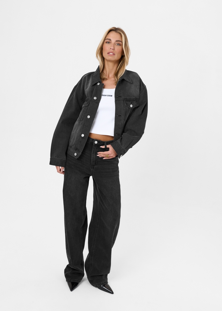 Boxy denim jacket iron zwart
