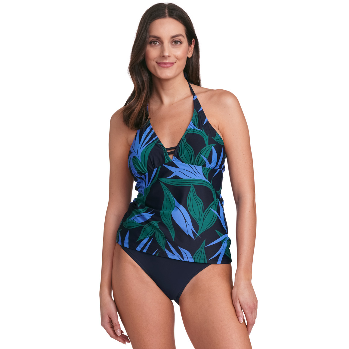 Gina Benotti Damen Shape-Tankinioberteil mit Palmenblätter nachtblau / grün / blau