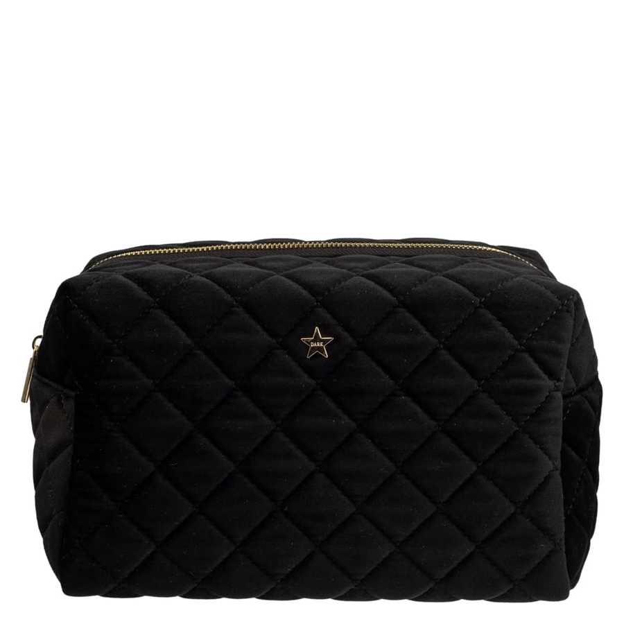 DARK Velvet Square Quilted Make-Up Pouch Small Black