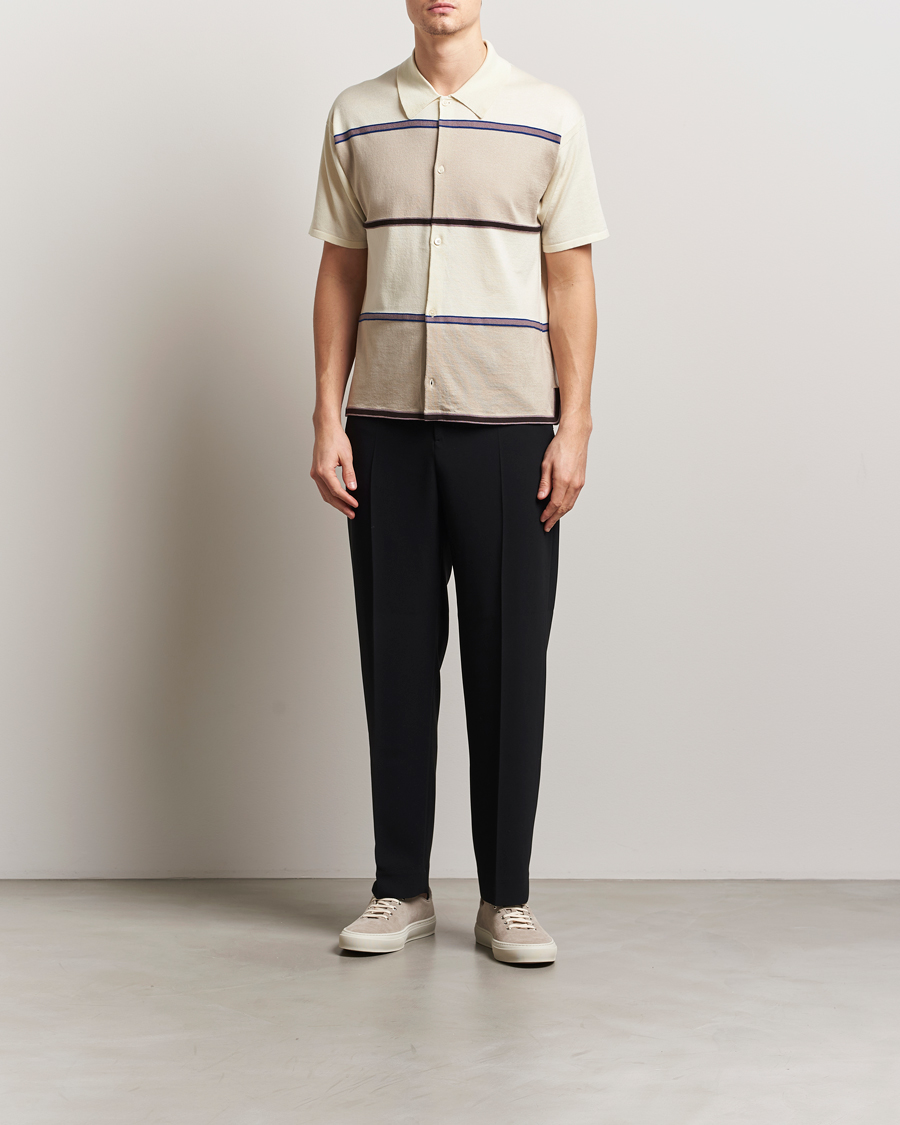 Paul Smith Cotton Striped Knitted Short Sleeve Shirt White