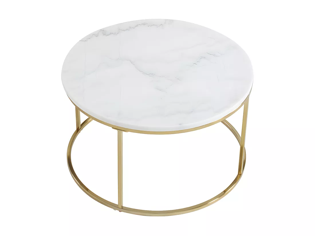 Tables basses gigognes ANGELA - Marbre blanc et métal doré de Pascal MORABITO