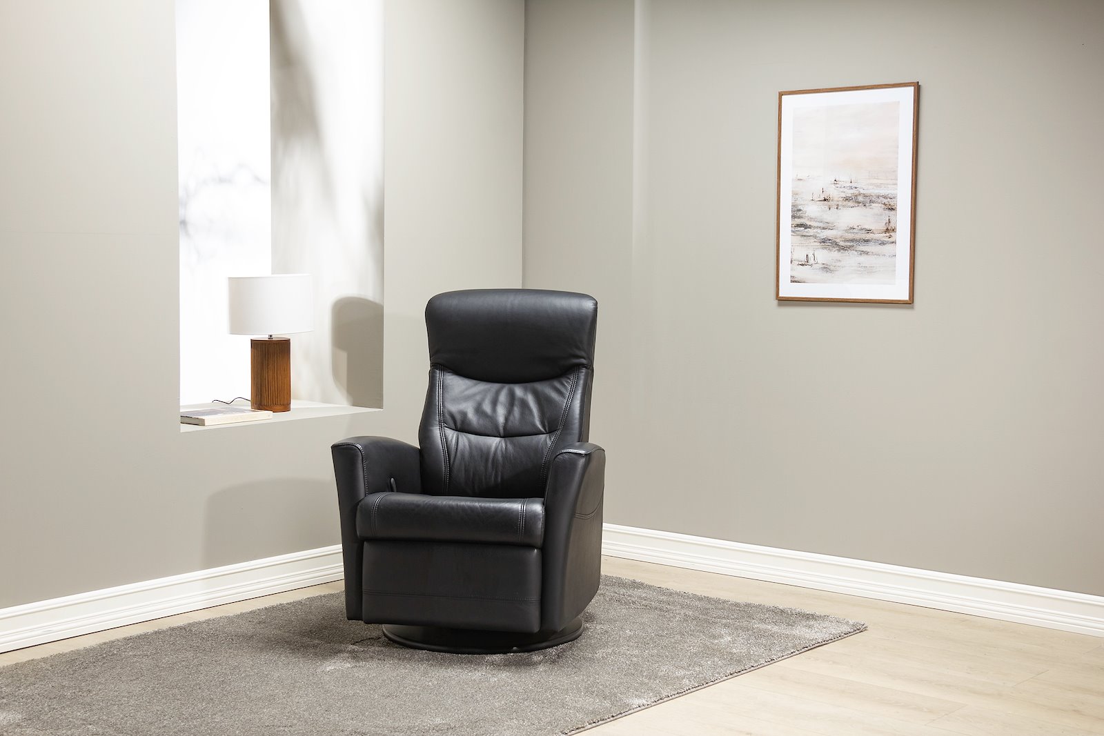 King recliner NL hud/PU 101 sort. størrelse
