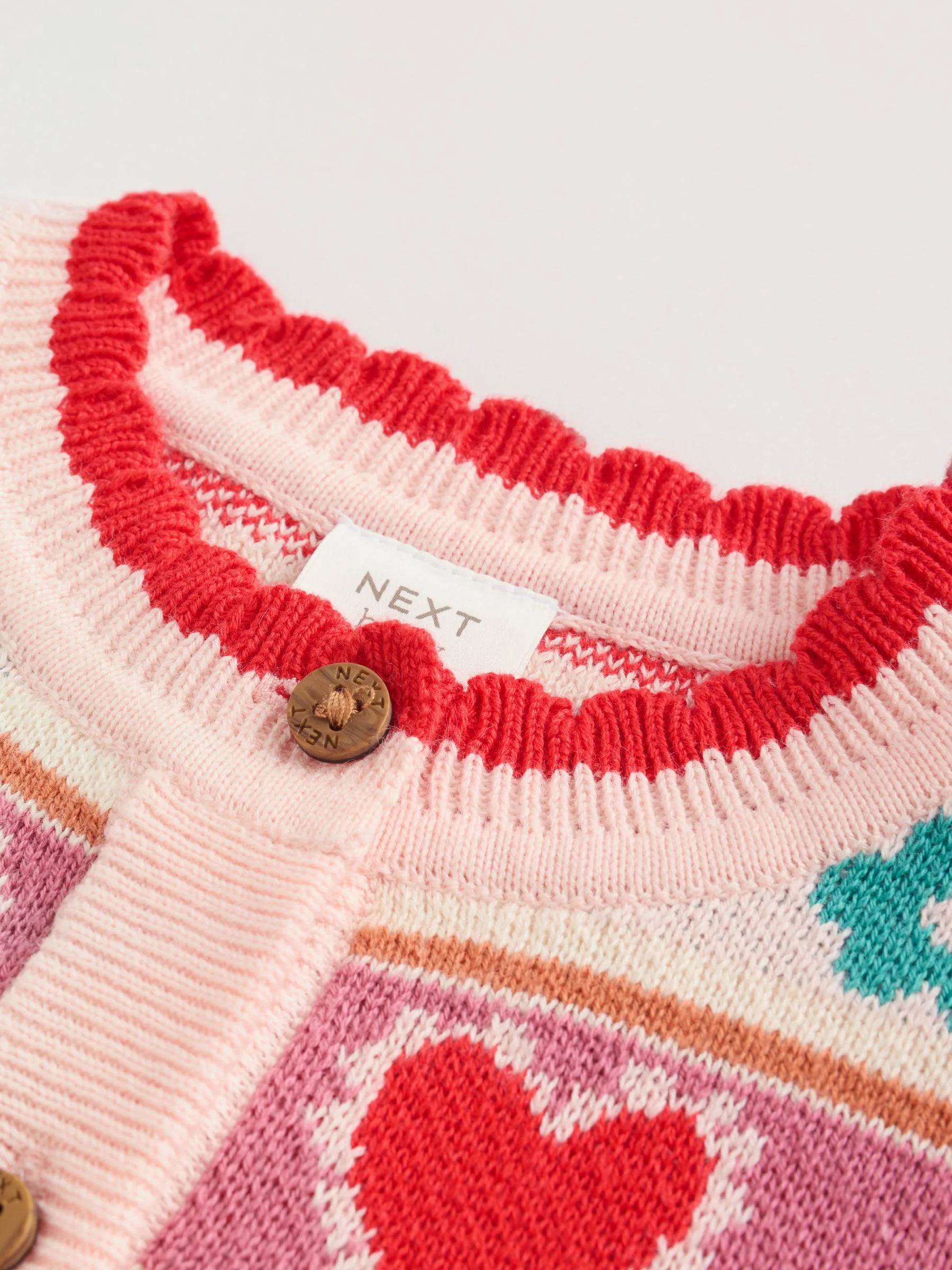 Rood/roze kersen - 2 -delige gebreide baby set met vest en legging (0mnd -3jr)