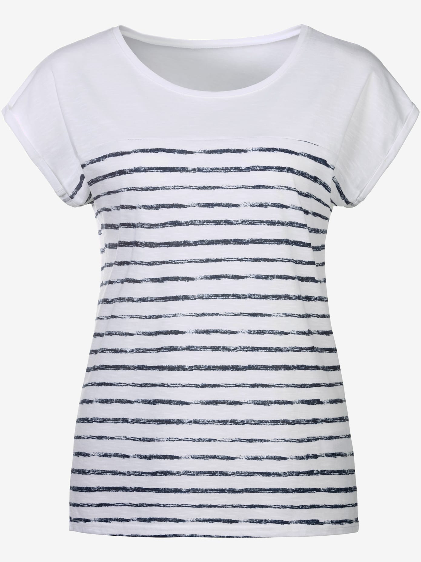 T-shirt manches à bords francs avec ourlet à revers