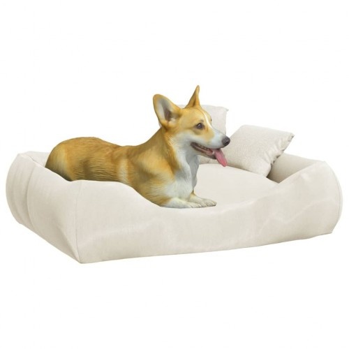 Cama retangular acolchoada bege para animais de estimação Vidaxl