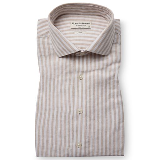 Bruun & Stengade Sydney Skjorte, Sand/White, L