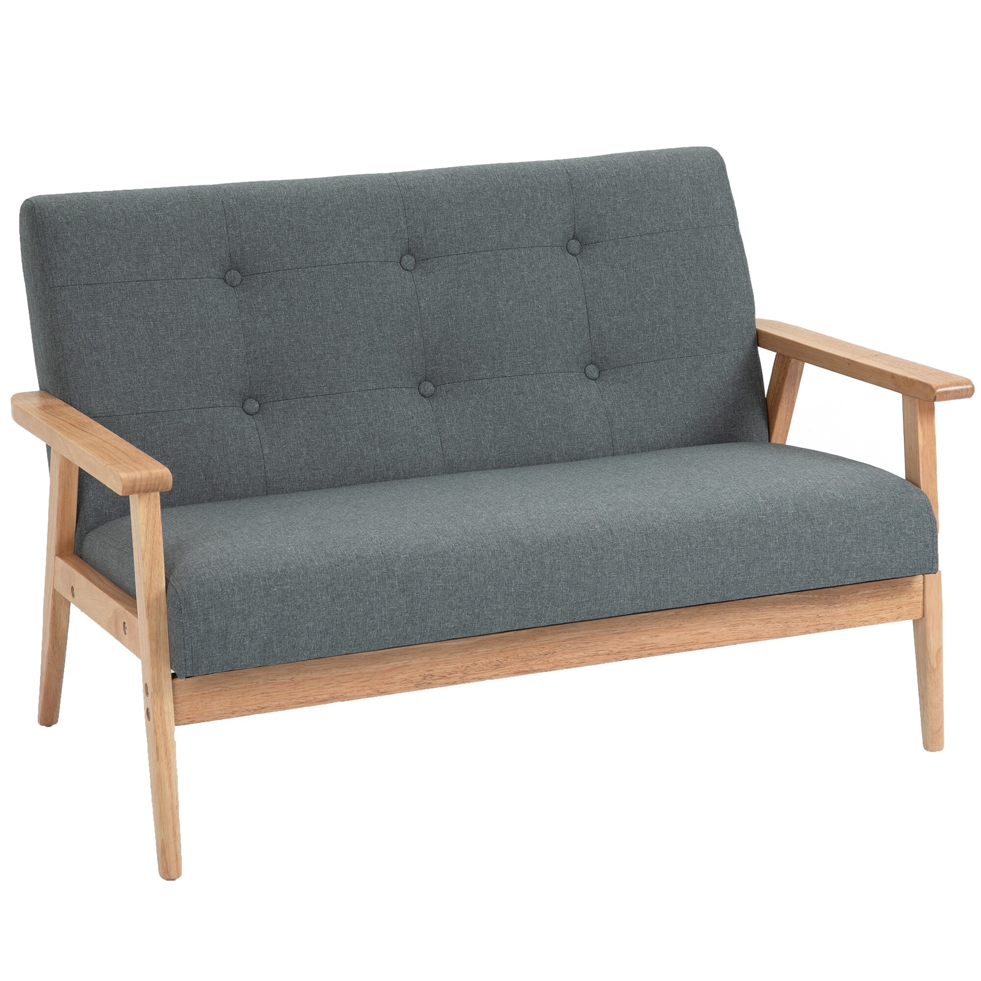 HOMCOM Doppelsofa mit Holzgestell grau 115B x 66,5T x 73H cm