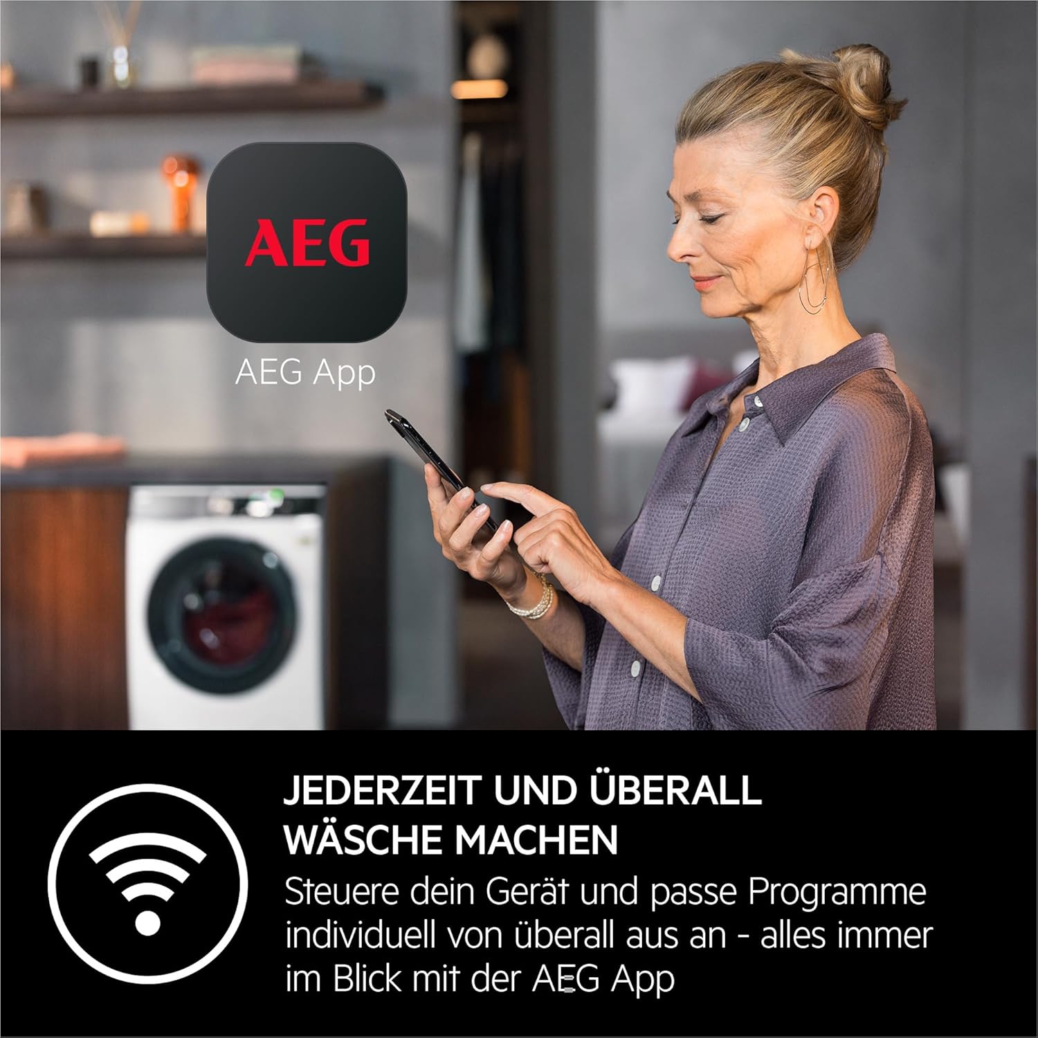 AEG WiFi Waschmaschine Serie 8000 mit PowerCare-Faserschutz, UniversalDose Schublade für PODS, ProSteam - Dampffunktion, 10 kg, Mengenautomatik, Nachlegefunktion, Wasserstopp, 1400 U/min, LR8EW75400
