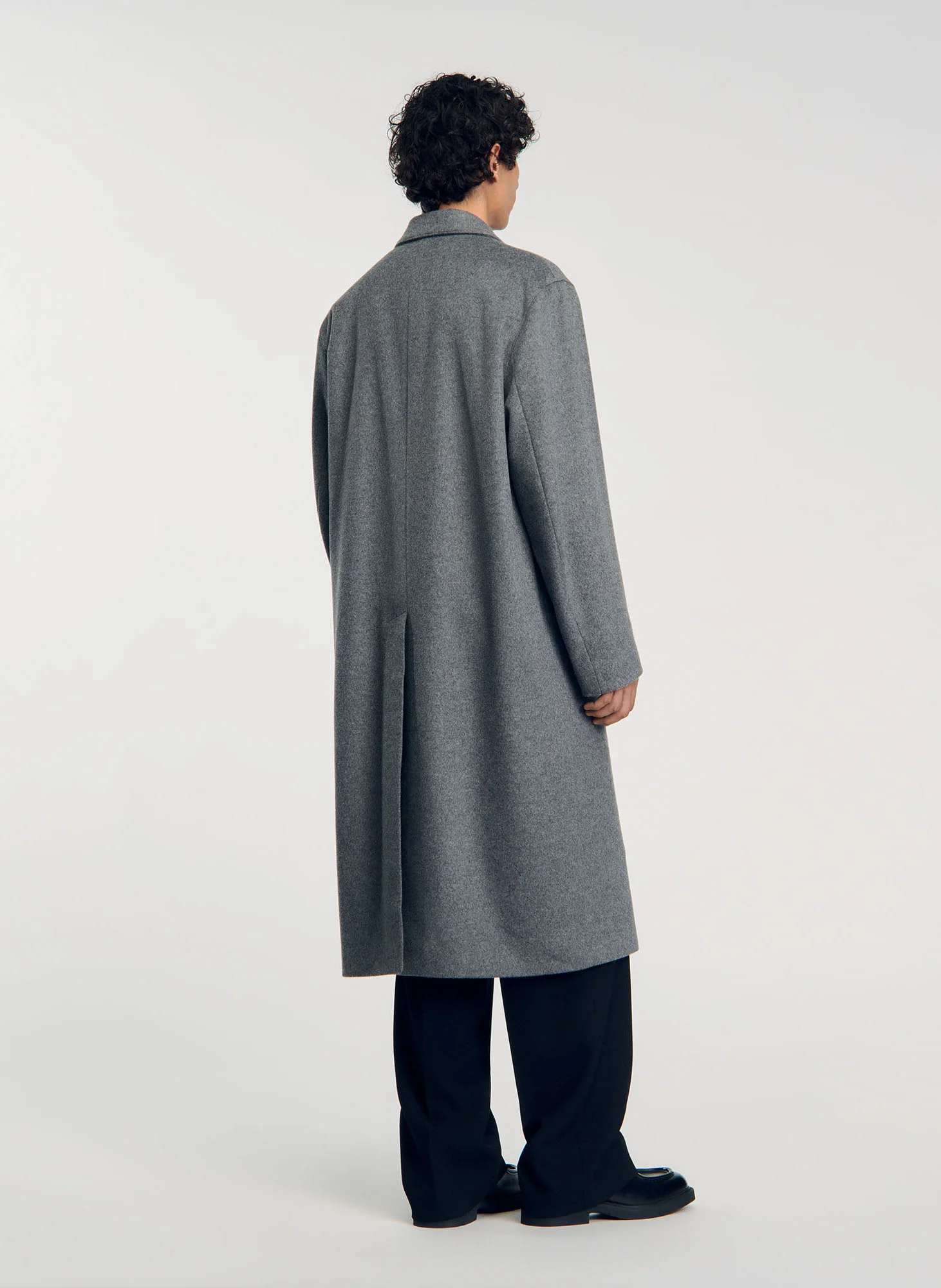 Manteau col tailleur en laine mélangée | Gris