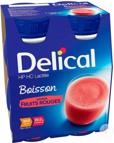 Delical HP HC Boisson Lactée Saveur Fruits Rouges Bouteilles 4x200ml