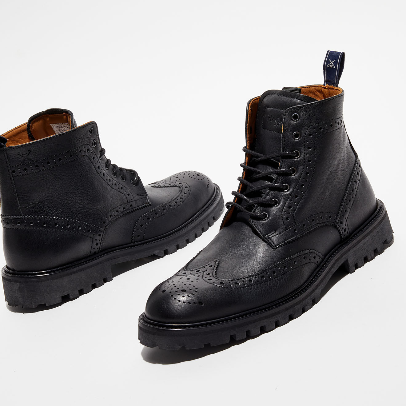 Hackett London Boots en Cuir à Lacets British noires