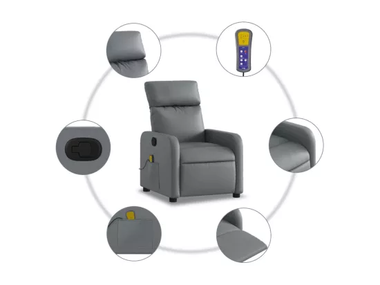 Fauteuil massant inclinable Gris Similicuir