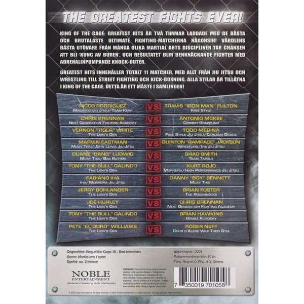 King of the Cage Greatest Hits DVD (Brukt)
