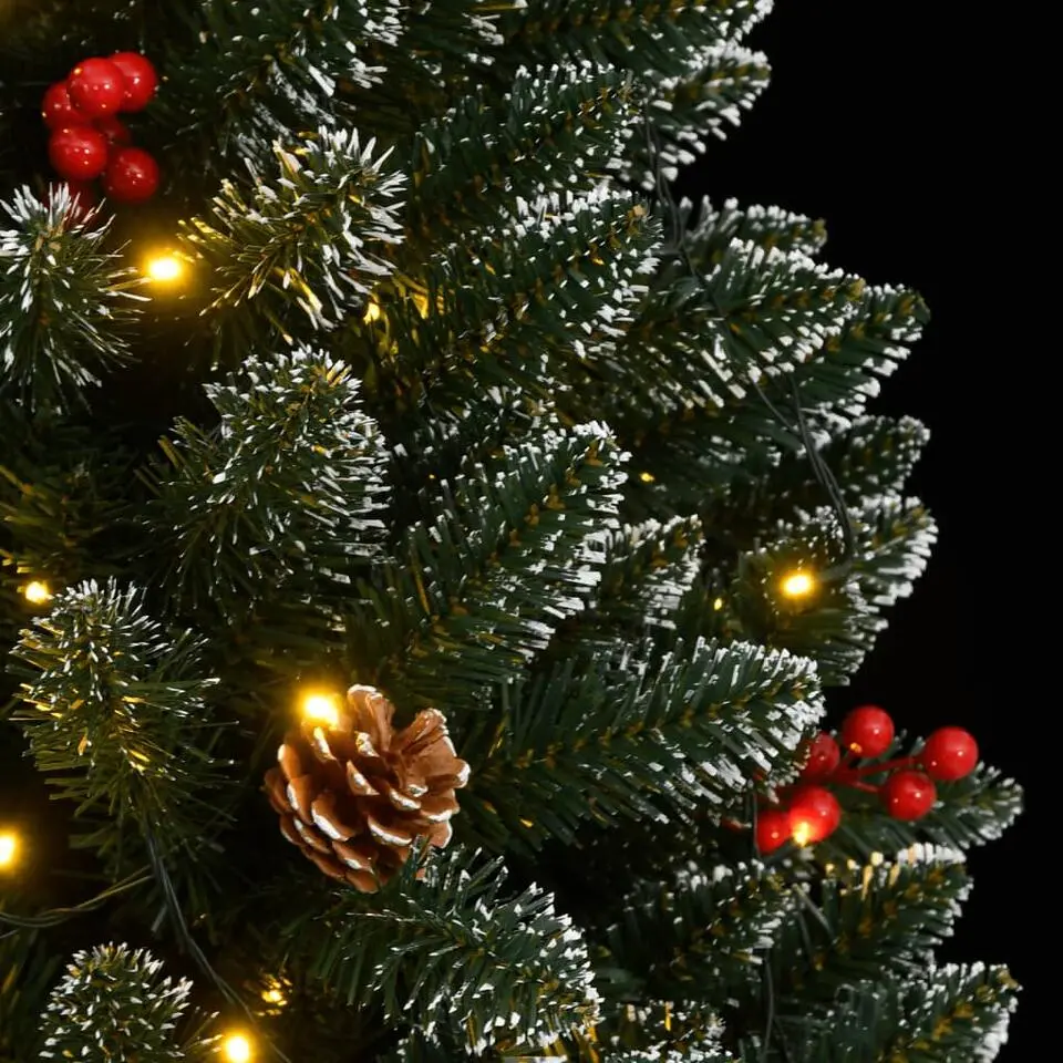 vidaXL - Kunstkerstboom met LED en dennenappels 120 cm - Groen en wit - PVC