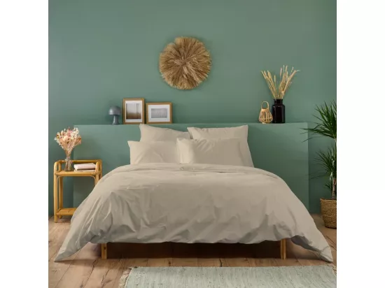 Housse de couette unie 100% Percale de coton - Lin - 220x240cm
