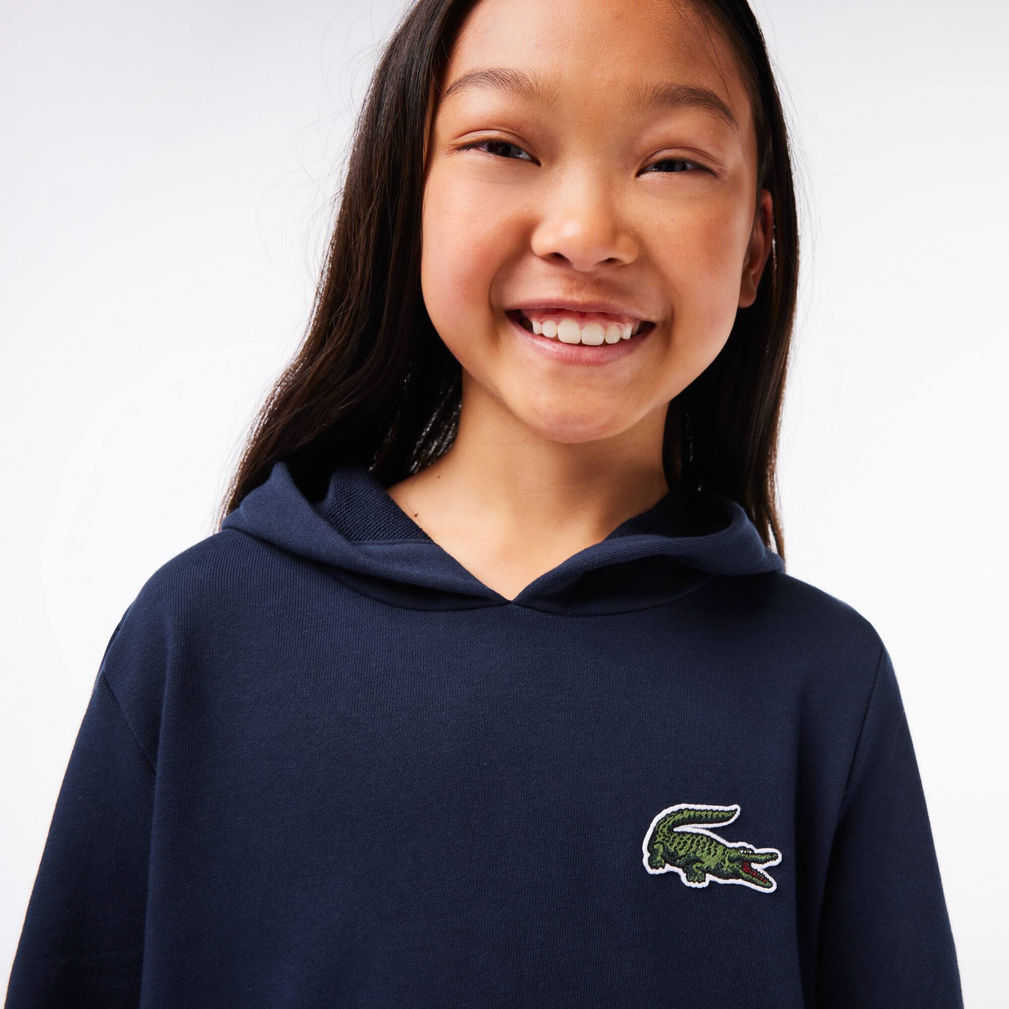 Sweatshirtkleid mit Kapuze aus Baumwollfleece Hosen & Kleider - Blau - Lacoste - Mädchen