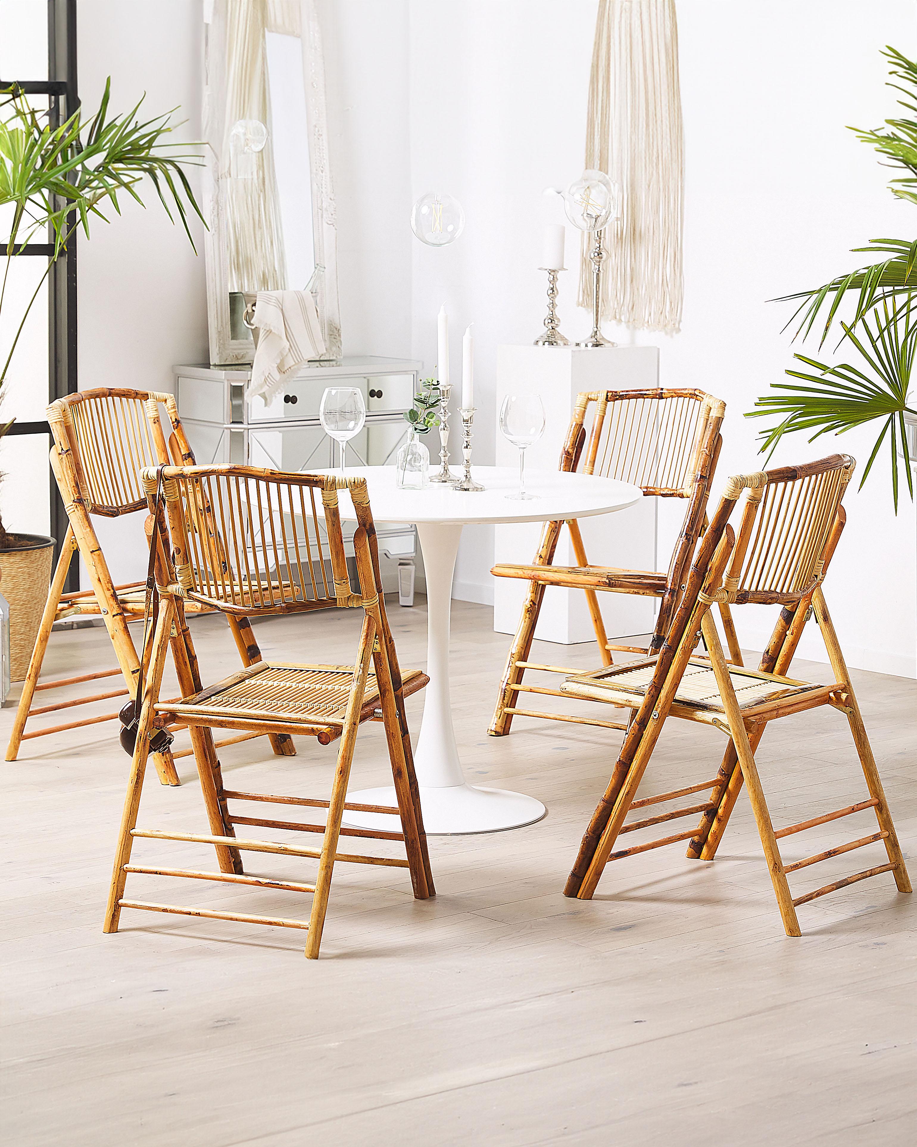 Set van 4 eetkamerstoelen inklapbaar TRENTOR Bamboehout Natuurlijk