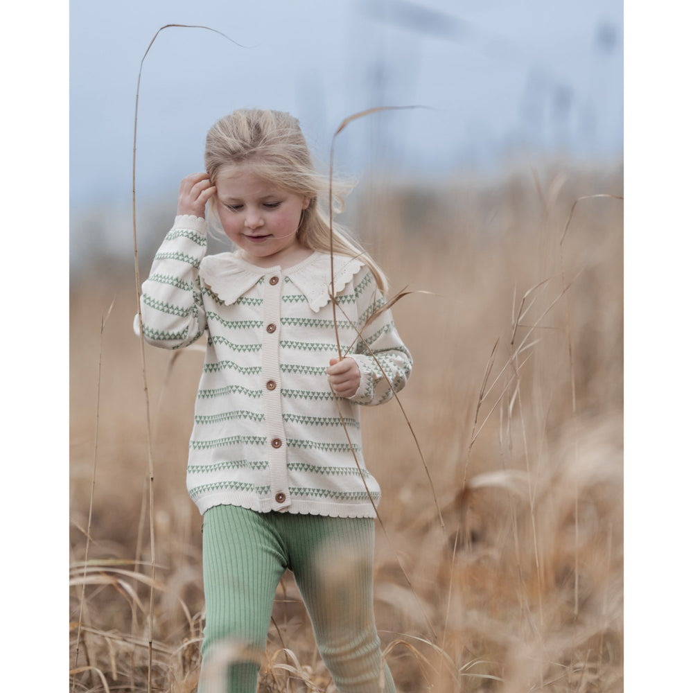 Køb Hanevild Shale Green Heart Cardigan