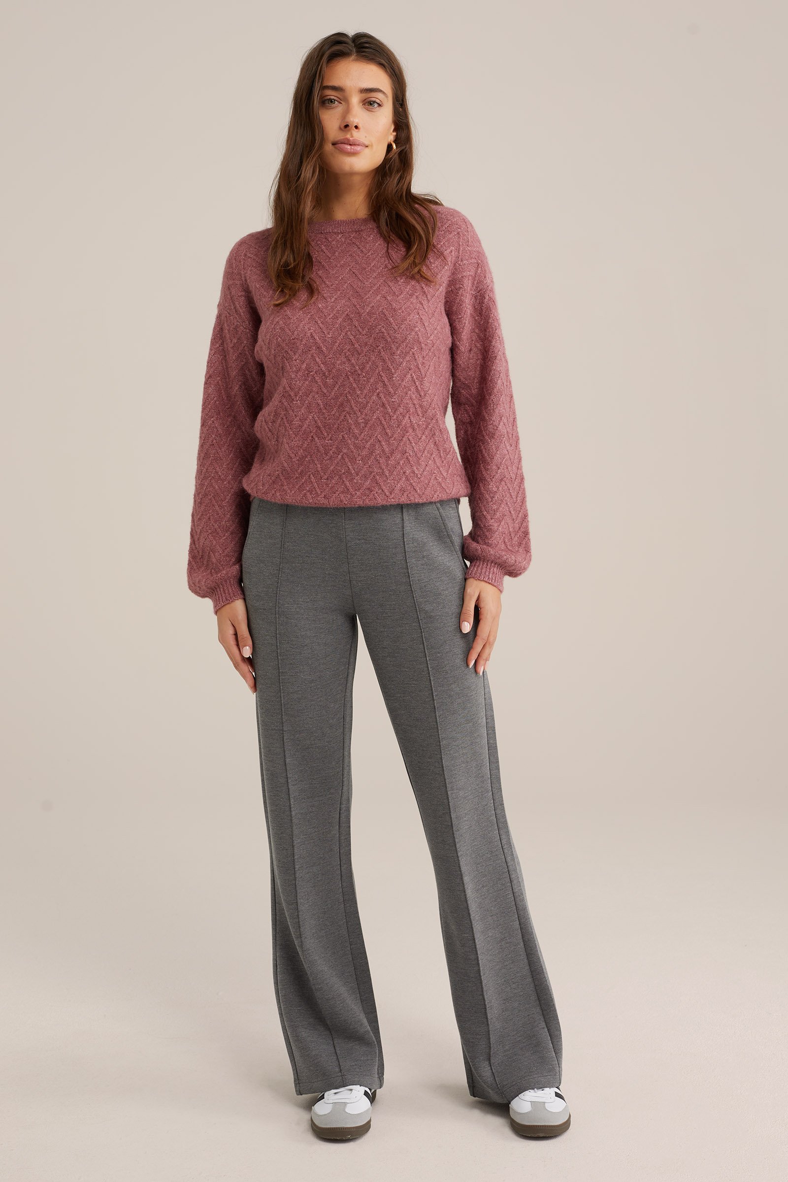 trui met structuur WE Fashion Koraalroze