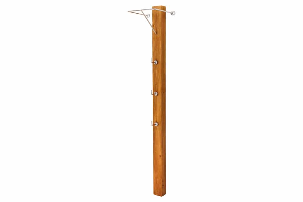 Massive Wandgarderobe JAVA 185cm recyceltes Teakholz mit drei Kleiderhaken