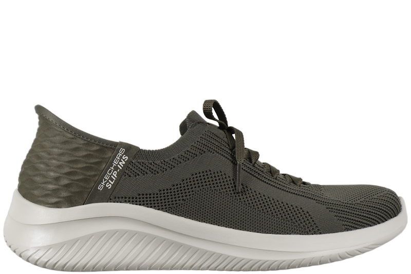 SKECHERS ULTRA FLEX 3.0 BRILLIANT PATH FRITIDSSKO I OLIVENGRØNT TEKSTIL SLIP-INS