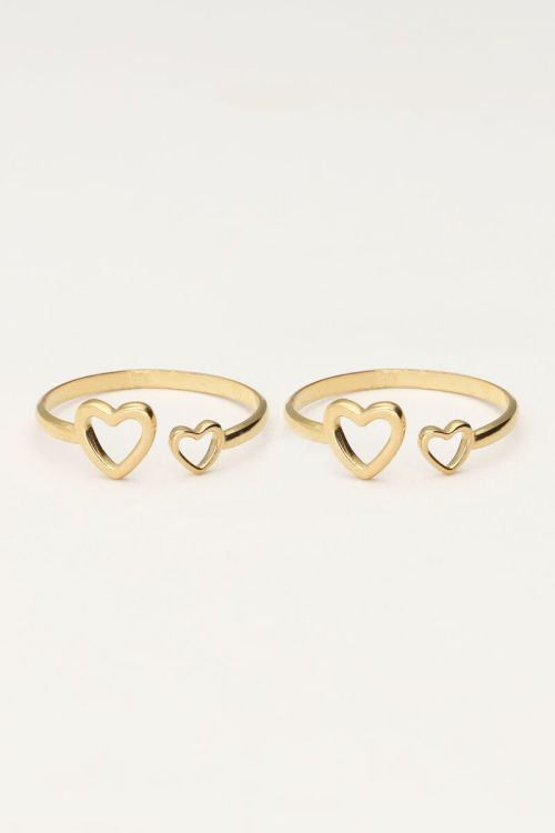Moeder & dochter hartjes ringen set