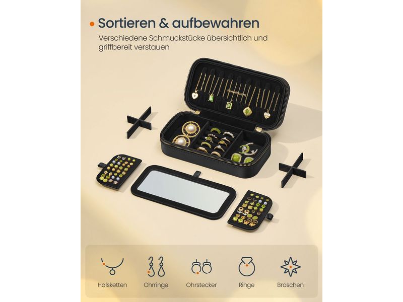 Songmics Schmuckschatulle 20.5 cm, Schwarz Schmuckkästchen