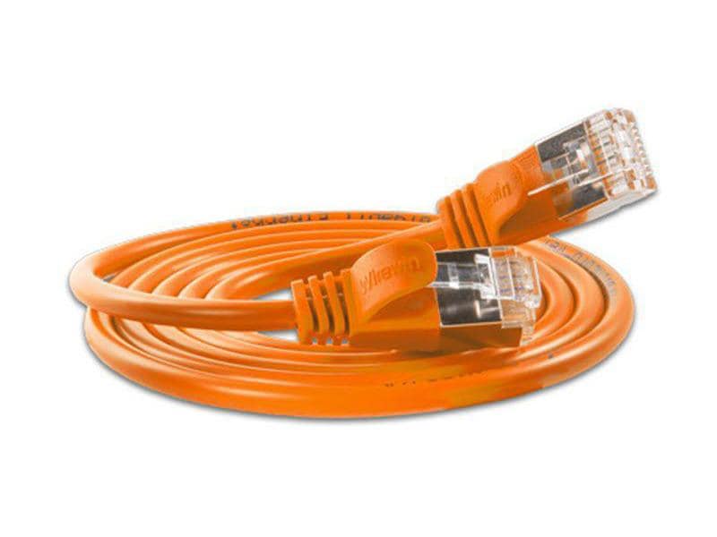 SLIM Slimpatchkabel RJ-45 - RJ-45, Cat 6, U/FTP, 1.5 m, Ora Geschirmtes Cat 6 Twisted-Pair-Kabel (U/FTP) mit Klinkenschutz