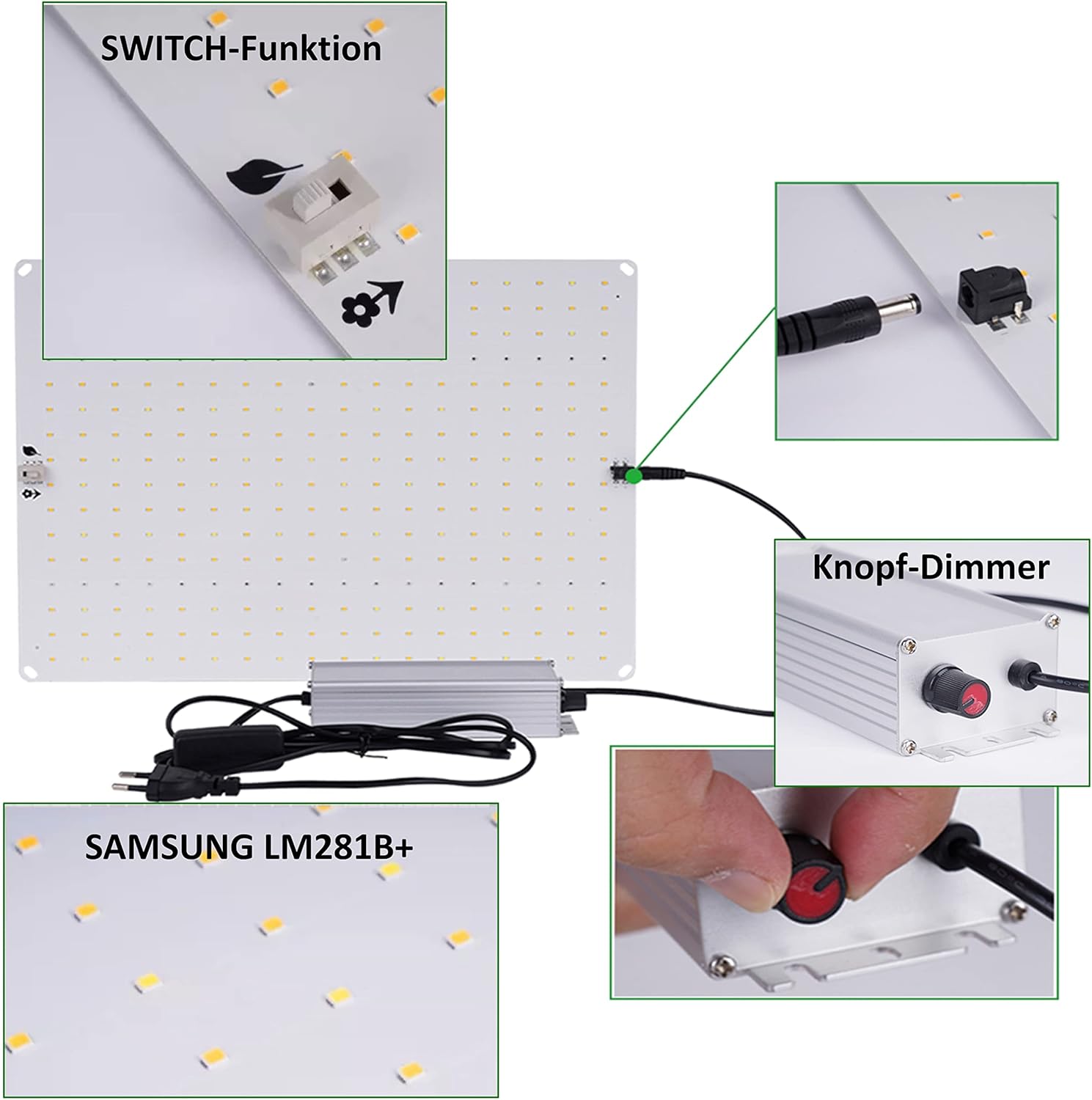 Growbox Komplettset 80x80 für 3 Pflanzen, dimmbare LED und leise Abluft regelbar