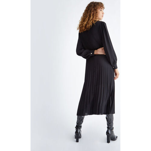 Liu Jo - Vestido a media pierna plisado Negro