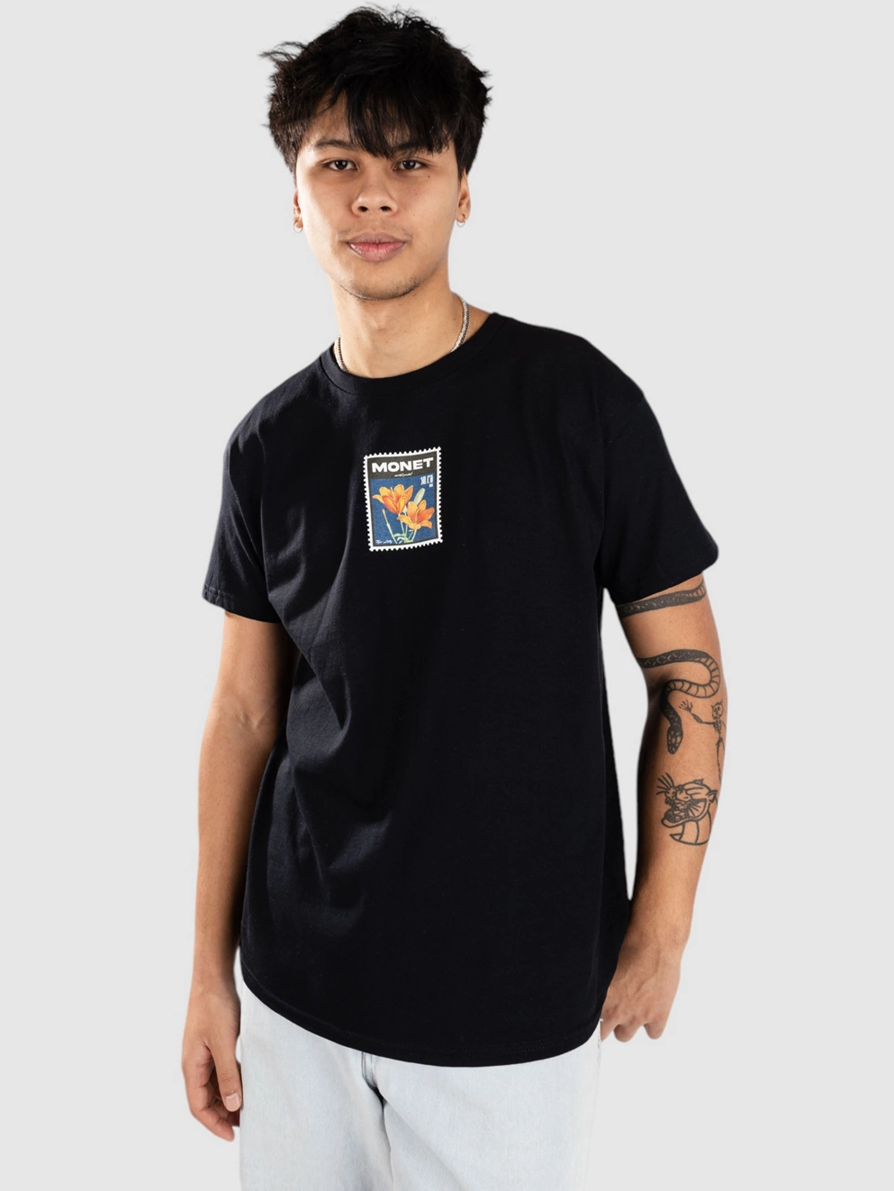 Monet Skateboards Floral Stamps T-Shirt black