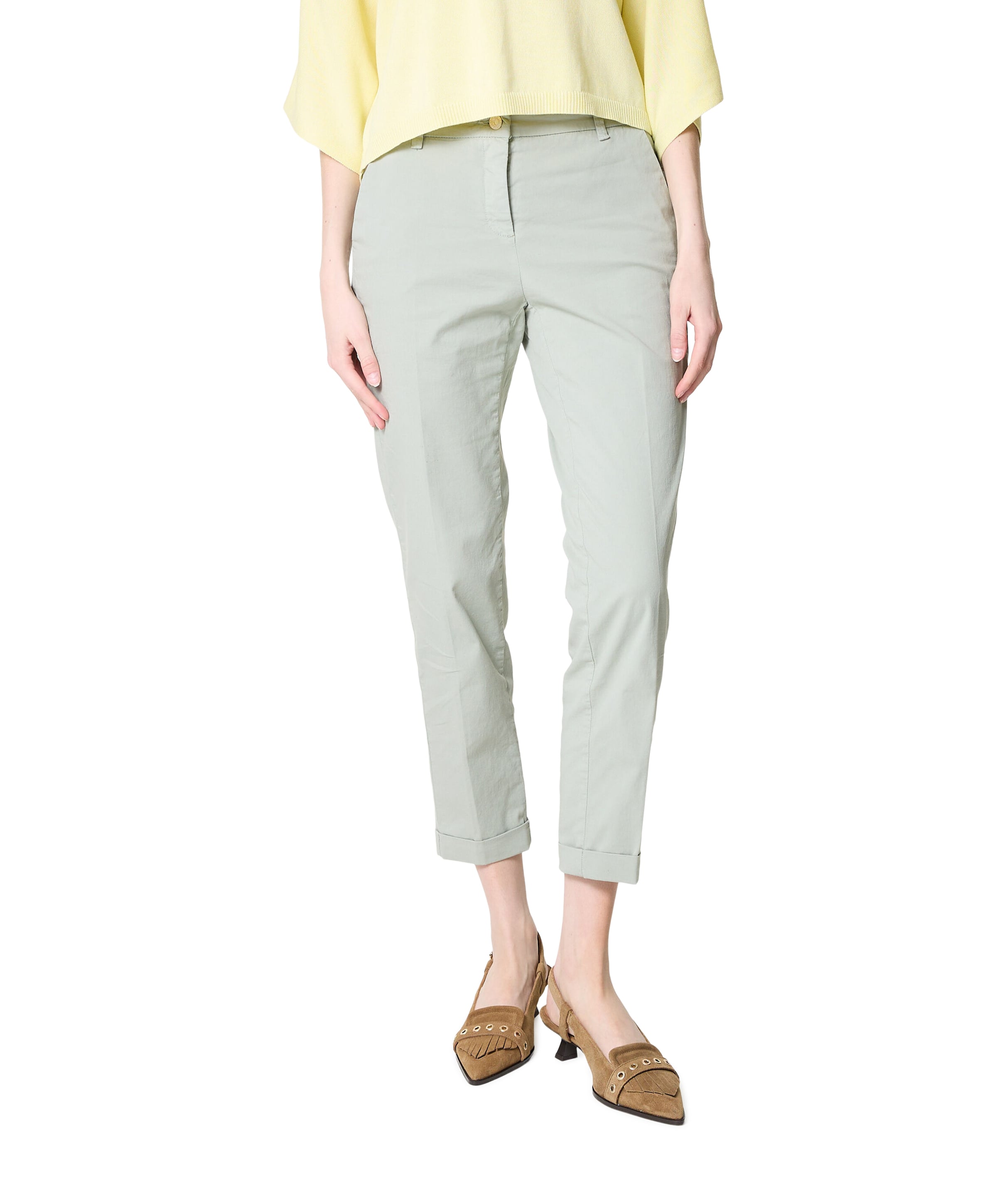 Cambio Karina turn-up dames broek groen