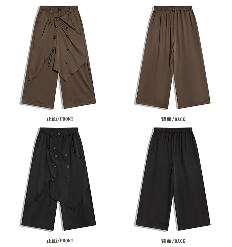 purplelouve - Asymmetrische, geknoopte, cropped broek met wijde pijpen en middelhoge taille