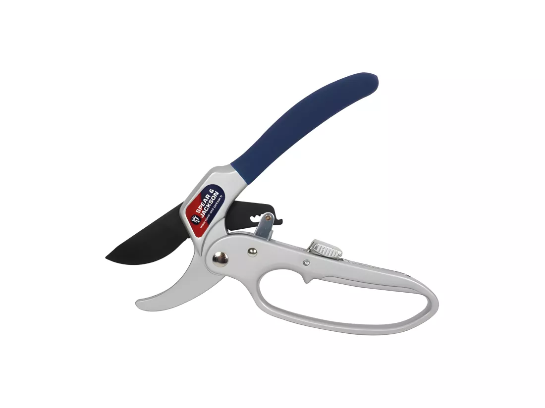 Sécateur à crémaillère 20cm Spear & Jackson - Lame frottante pour une coupe nette et précise jusqu'à 20mm de diamètre