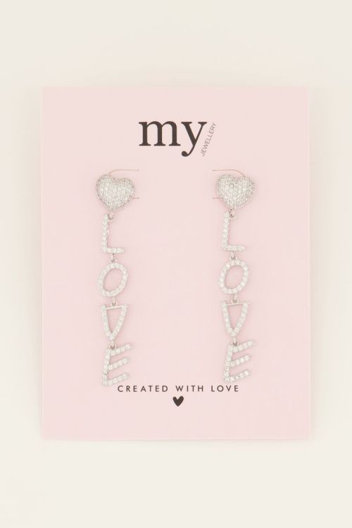 Oorhangers met love letters & strass