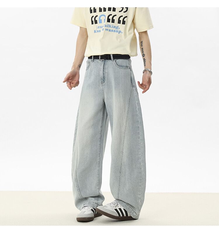 Priam - Mid Rise Washed Wide Leg Jeans