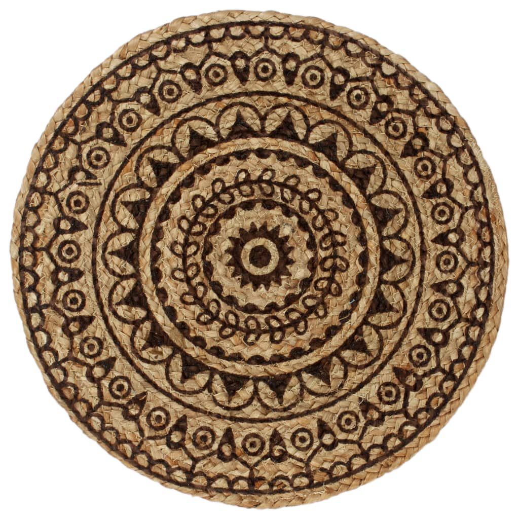 vidaXL Tafelmatten, 4 stuks, donkerbruin, 38 cm, rond, jute