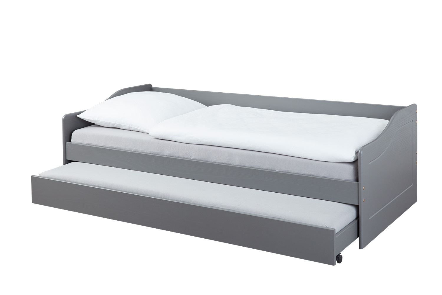 Sofabett MALTE - grau - Massivholz - 2 Liegeflächen