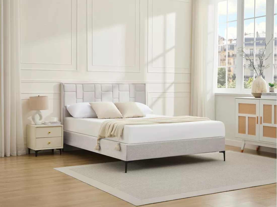 Tête de lit 160 cm - Velours - Beige - HERMINE