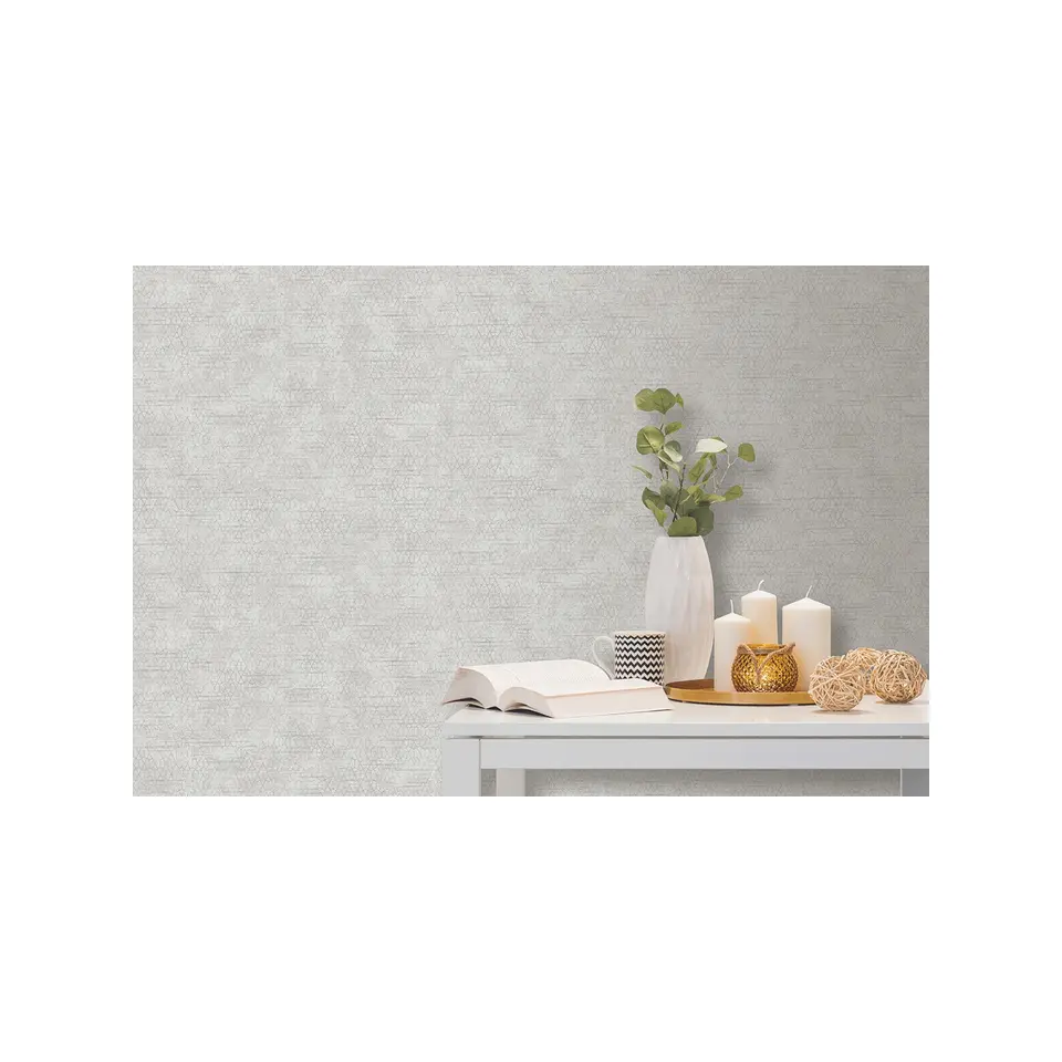 Dutch Wallcoverings - Reflets geo grijs/zilver - 0,53x10,05m