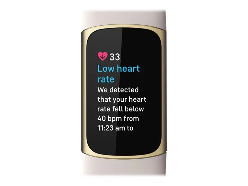 Fitbit Charge 5 - Blødt guld rustfrit stål - aktivitetssporer med uendelighedsbånd - silikone - lunar-hvid - håndledsstørrelse: 130-210 mm - display 1.04