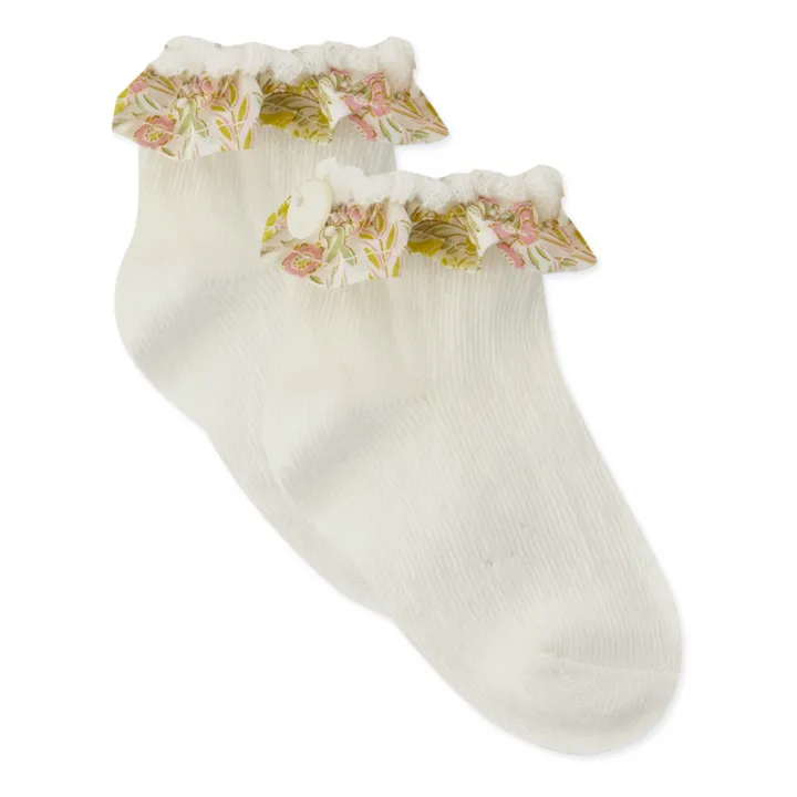 Tartine et Chocolat Chaussettes à Volants Fleuris | Ecru