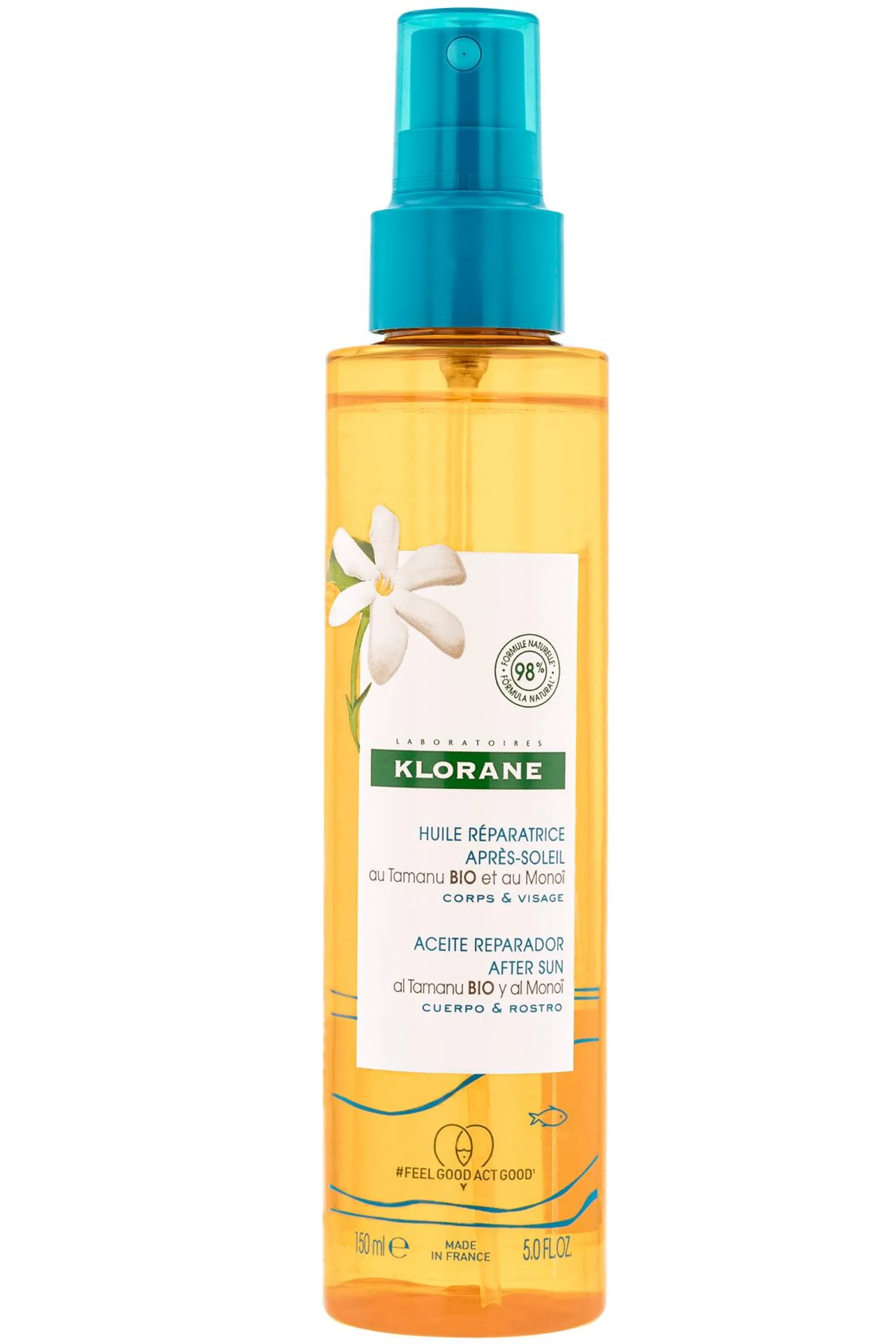 Klorane Huile réparatrice après-soleil au Tamanu bio et Monoï-150 ml