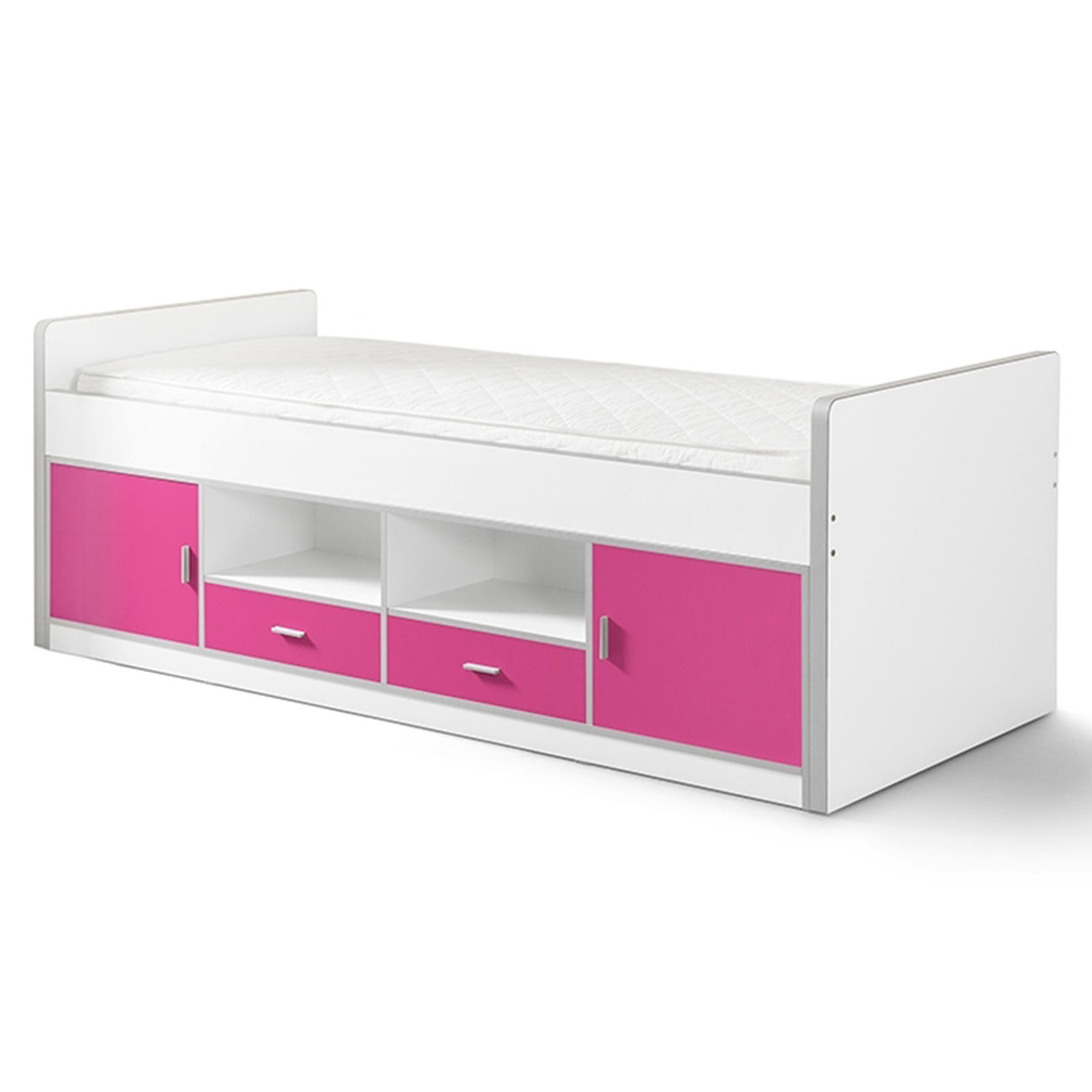 Kojenbett BONNY - weiß-pink - mit Türen - 90x200 cm