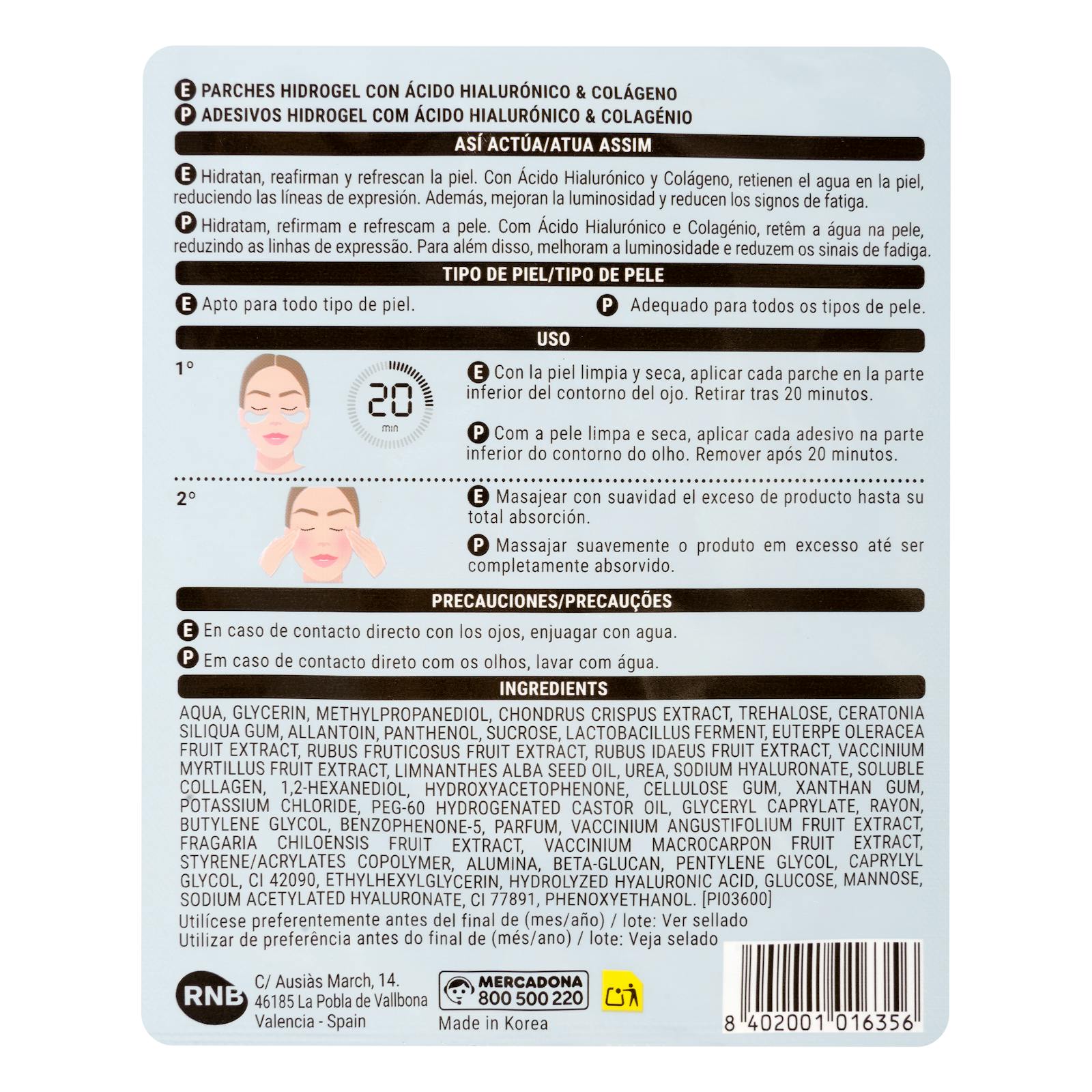 Patchs oculaires hydrogel Deliplus à l'acide hyaluronique et au collagène