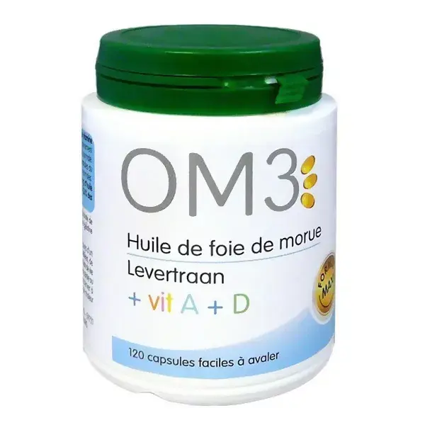 Óleo de fígado de bacalhau OM3 + Vitaminas A + D 120 cápsulas