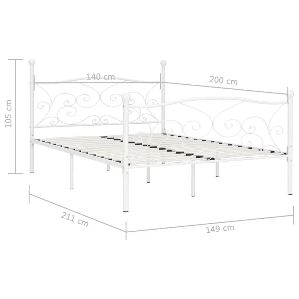 vidaXL - Bed frame met hout lattenbodem - Wit - Metaal - 140x200 cm